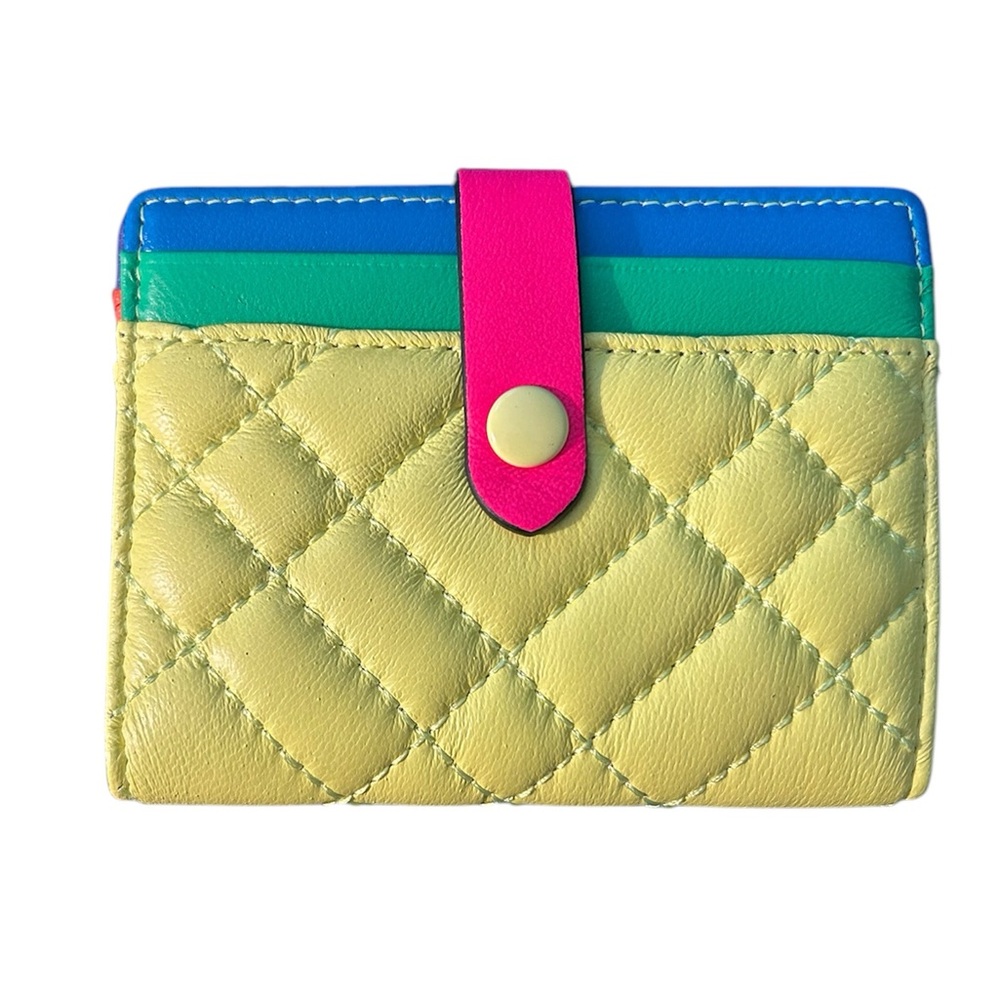 Kurt Geiger London Neon Leather Colorful Quilted Women's Card Holder